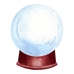 Watercolor illustrated Isolated empty Christmas snow Globe