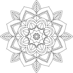 Easy Mandala coloring book simple and basic for beginners, seniors and children. Set of Mehndi flower pattern for Henna drawing and tattoo. Decoration in ethnic oriental, Indian style.