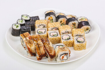 Japanese roll set with fish
