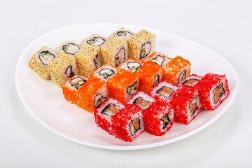 Japanese roll set with fish