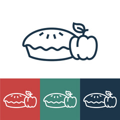Linear vector icon with apple pie