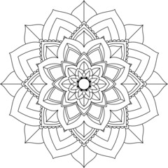 Easy Mandala coloring book simple and basic for beginners, seniors and children. Set of Mehndi flower pattern for Henna drawing and tattoo. Decoration in ethnic oriental, Indian style.