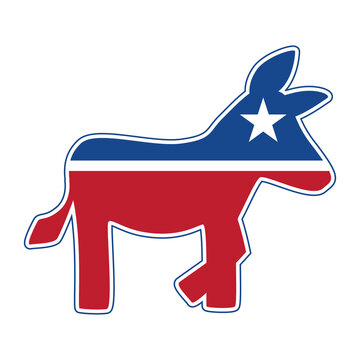 Democrat Donkey Red White and Blue Political Isolated Vector Illustration