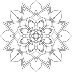 Easy Mandala coloring book simple and basic for beginners, seniors and children. Set of Mehndi flower pattern for Henna drawing and tattoo. Decoration in ethnic oriental, Indian style.