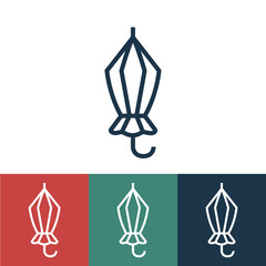 Linear vector icon with umbrella