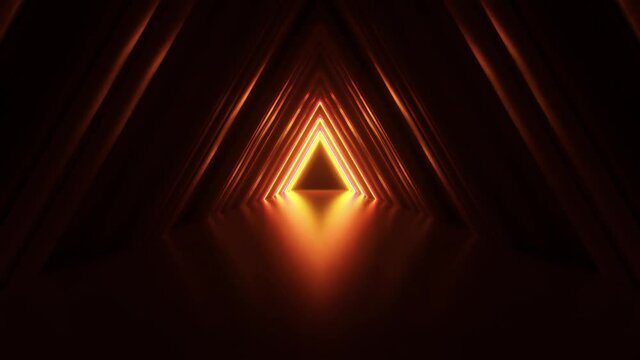 Abstract neon triangle tunnel technological