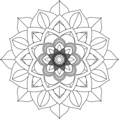 Easy Mandala coloring book simple and basic for beginners, seniors and children. Set of Mehndi flower pattern for Henna drawing and tattoo. Decoration in ethnic oriental, Indian style.