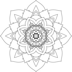 Easy Mandala coloring book simple and basic for beginners, seniors and children. Set of Mehndi flower pattern for Henna drawing and tattoo. Decoration in ethnic oriental, Indian style.