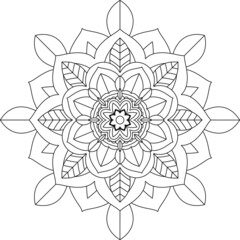 Easy Mandala coloring book simple and basic for beginners, seniors and children. Set of Mehndi flower pattern for Henna drawing and tattoo. Decoration in ethnic oriental, Indian style.