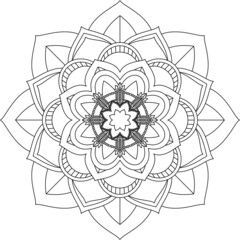 Easy Mandala coloring book simple and basic for beginners, seniors and children. Set of Mehndi flower pattern for Henna drawing and tattoo. Decoration in ethnic oriental, Indian style.