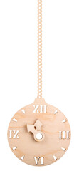 light wooden clock design on chain
