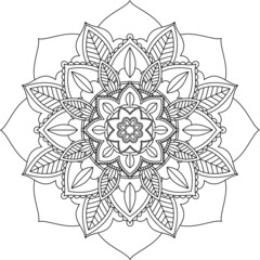 Easy Mandala coloring book simple and basic for beginners, seniors and children. Set of Mehndi flower pattern for Henna drawing and tattoo. Decoration in ethnic oriental, Indian style.