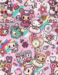 Childish seamless pattern with hand drawn Animals. Trendy vector background. Perfect for kids apparel, fabric, textile, nursery decoration, wrapping paper