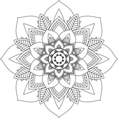 Easy Mandala coloring book simple and basic for beginners, seniors and children. Set of Mehndi flower pattern for Henna drawing and tattoo. Decoration in ethnic oriental, Indian style.