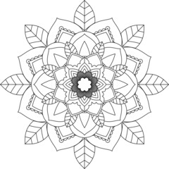 Easy Mandala coloring book simple and basic for beginners, seniors and children. Set of Mehndi flower pattern for Henna drawing and tattoo. Decoration in ethnic oriental, Indian style.