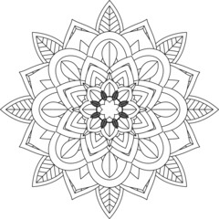 Easy Mandala coloring book simple and basic for beginners, seniors and children. Set of Mehndi flower pattern for Henna drawing and tattoo. Decoration in ethnic oriental, Indian style.