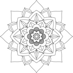 Easy Mandala coloring book simple and basic for beginners, seniors and children. Set of Mehndi flower pattern for Henna drawing and tattoo. Decoration in ethnic oriental, Indian style.