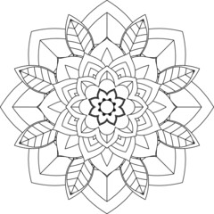 Easy Mandala coloring book simple and basic for beginners, seniors and children. Set of Mehndi flower pattern for Henna drawing and tattoo. Decoration in ethnic oriental, Indian style.