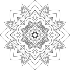 Easy Mandala coloring book simple and basic for beginners, seniors and children. Set of Mehndi flower pattern for Henna drawing and tattoo. Decoration in ethnic oriental, Indian style.