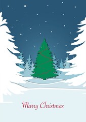 Marry Christmas card  with snow