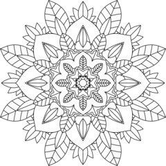 Easy Mandala coloring book simple and basic for beginners, seniors and children. Set of Mehndi flower pattern for Henna drawing and tattoo. Decoration in ethnic oriental, Indian style.