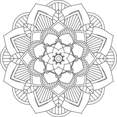 Easy Mandala coloring book simple and basic for beginners, seniors and children. Set of Mehndi flower pattern for Henna drawing and tattoo. Decoration in ethnic oriental, Indian style.