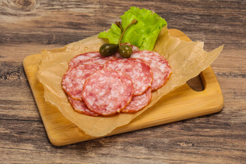 Spanish Salchichon sausage with salad