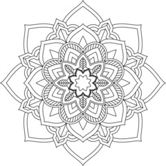 Easy Mandala coloring book simple and basic for beginners, seniors and children. Set of Mehndi flower pattern for Henna drawing and tattoo. Decoration in ethnic oriental, Indian style.