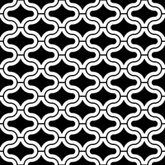 Seamless pattern with paseo ornament. Oriental traditional ornamentation with repeated rounded shapes. Window tracery wallpaper. Grid motif. Digital paper, textile print, web design. Vector art image.