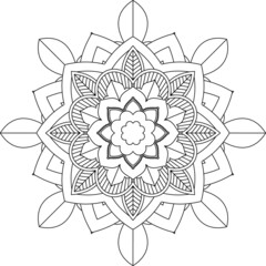 Easy Mandala coloring book simple and basic for beginners, seniors and children. Set of Mehndi flower pattern for Henna drawing and tattoo. Decoration in ethnic oriental, Indian style.