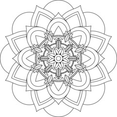 Easy Mandala coloring book simple and basic for beginners, seniors and children. Set of Mehndi flower pattern for Henna drawing and tattoo. Decoration in ethnic oriental, Indian style.