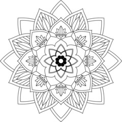 Easy Mandala coloring book simple and basic for beginners, seniors and children. Set of Mehndi flower pattern for Henna drawing and tattoo. Decoration in ethnic oriental, Indian style.