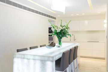 Luxury Dining Room With Glow Table In Modern Home