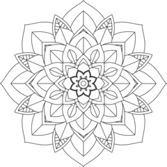 Easy Mandala coloring book simple and basic for beginners, seniors and children. Set of Mehndi flower pattern for Henna drawing and tattoo. Decoration in ethnic oriental, Indian style.