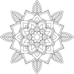 Easy Mandala coloring book simple and basic for beginners, seniors and children. Set of Mehndi flower pattern for Henna drawing and tattoo. Decoration in ethnic oriental, Indian style.