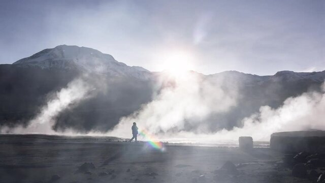 El Tatio Geysers Patagonia Chile steaming. Cinemagraph.