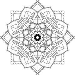 Fototapeta premium Easy Mandala coloring book simple and basic for beginners, seniors and children. Set of Mehndi flower pattern for Henna drawing and tattoo. Decoration in ethnic oriental, Indian style.