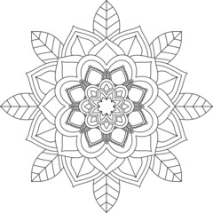Easy Mandala coloring book simple and basic for beginners, seniors and children. Set of Mehndi flower pattern for Henna drawing and tattoo. Decoration in ethnic oriental, Indian style.