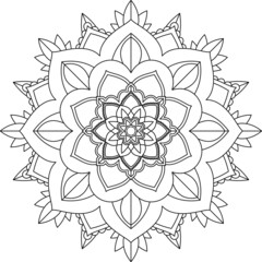 Easy Mandala coloring book simple and basic for beginners, seniors and children. Set of Mehndi flower pattern for Henna drawing and tattoo. Decoration in ethnic oriental, Indian style.
