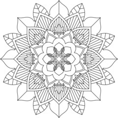 Easy Mandala coloring book simple and basic for beginners, seniors and children. Set of Mehndi flower pattern for Henna drawing and tattoo. Decoration in ethnic oriental, Indian style.