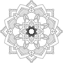 Easy Mandala coloring book simple and basic for beginners, seniors and children. Set of Mehndi flower pattern for Henna drawing and tattoo. Decoration in ethnic oriental, Indian style.
