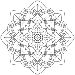 Easy Mandala coloring book simple and basic for beginners, seniors and children. Set of Mehndi flower pattern for Henna drawing and tattoo. Decoration in ethnic oriental, Indian style.