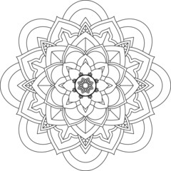 Easy Mandala coloring book simple and basic for beginners, seniors and children. Set of Mehndi flower pattern for Henna drawing and tattoo. Decoration in ethnic oriental, Indian style.