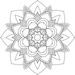 Easy Mandala coloring book simple and basic for beginners, seniors and children. Set of Mehndi flower pattern for Henna drawing and tattoo. Decoration in ethnic oriental, Indian style.