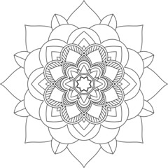 Easy Mandala coloring book simple and basic for beginners, seniors and children. Set of Mehndi flower pattern for Henna drawing and tattoo. Decoration in ethnic oriental, Indian style.