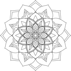 Easy Mandala coloring book simple and basic for beginners, seniors and children. Set of Mehndi flower pattern for Henna drawing and tattoo. Decoration in ethnic oriental, Indian style.