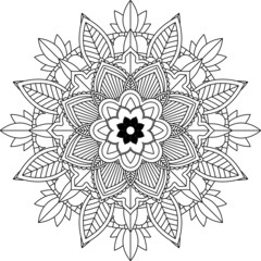 Easy Mandala coloring book simple and basic for beginners, seniors and children. Set of Mehndi flower pattern for Henna drawing and tattoo. Decoration in ethnic oriental, Indian style.