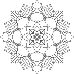 Easy Mandala coloring book simple and basic for beginners, seniors and children. Set of Mehndi flower pattern for Henna drawing and tattoo. Decoration in ethnic oriental, Indian style.