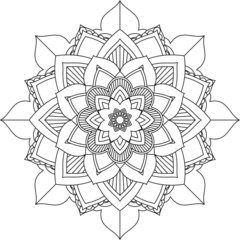 Easy Mandala coloring book simple and basic for beginners, seniors and children. Set of Mehndi flower pattern for Henna drawing and tattoo. Decoration in ethnic oriental, Indian style.