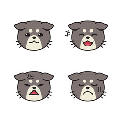 Set of cute cat faces showing different emotions for design.